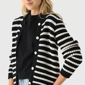 Alex Mill Hailey Cardigan Black and White Striped - M - NWT